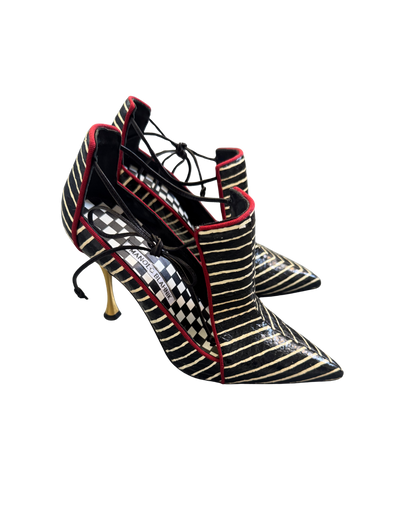 Manolo Blahnik Striped Cutout Heels