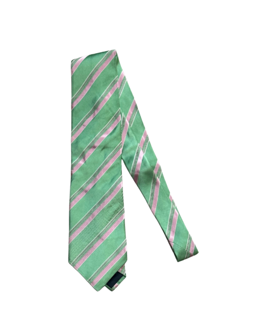 Moschino Green & Pink Striped Necktie