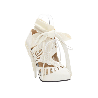 Rodarte x Nicholas Kirkwood White Structural Melted Wax Tie Heels