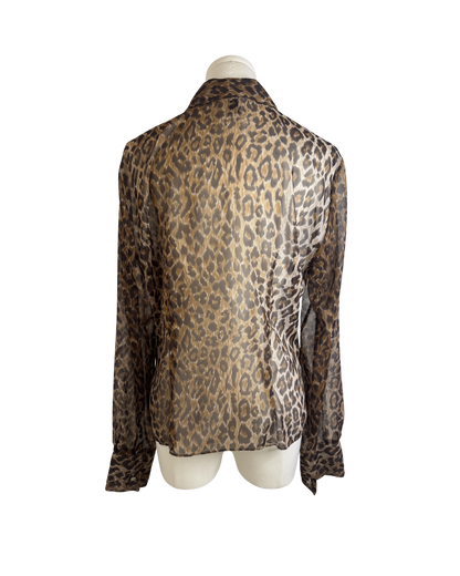 Dolce & Gabbana Leopard Sheer Button-Up Top