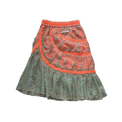 JPG by Gaultier Orange & Green Floral Mesh Skirt