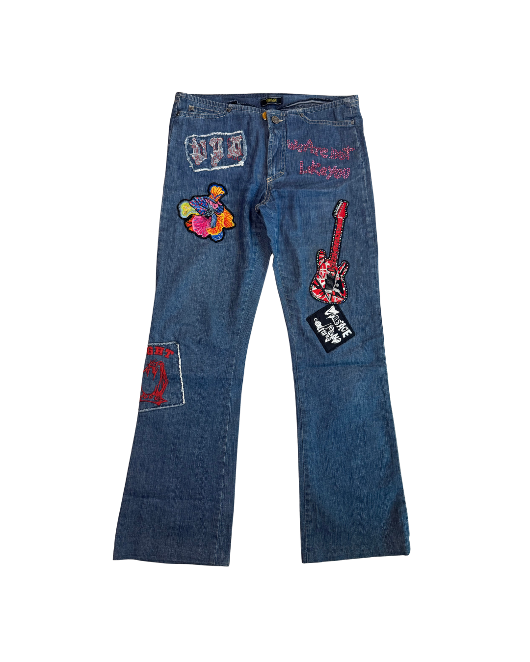 Versace “Delirium” Denim Patch Jeans