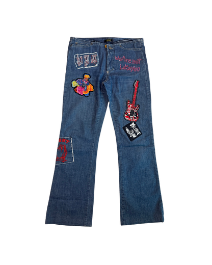 Versace “Delirium” Denim Patch Jeans