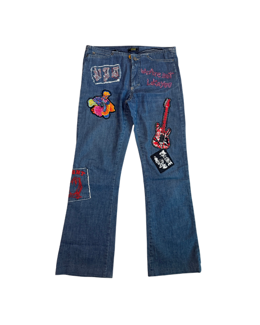 Versace “Delirium” Denim Patch Jeans