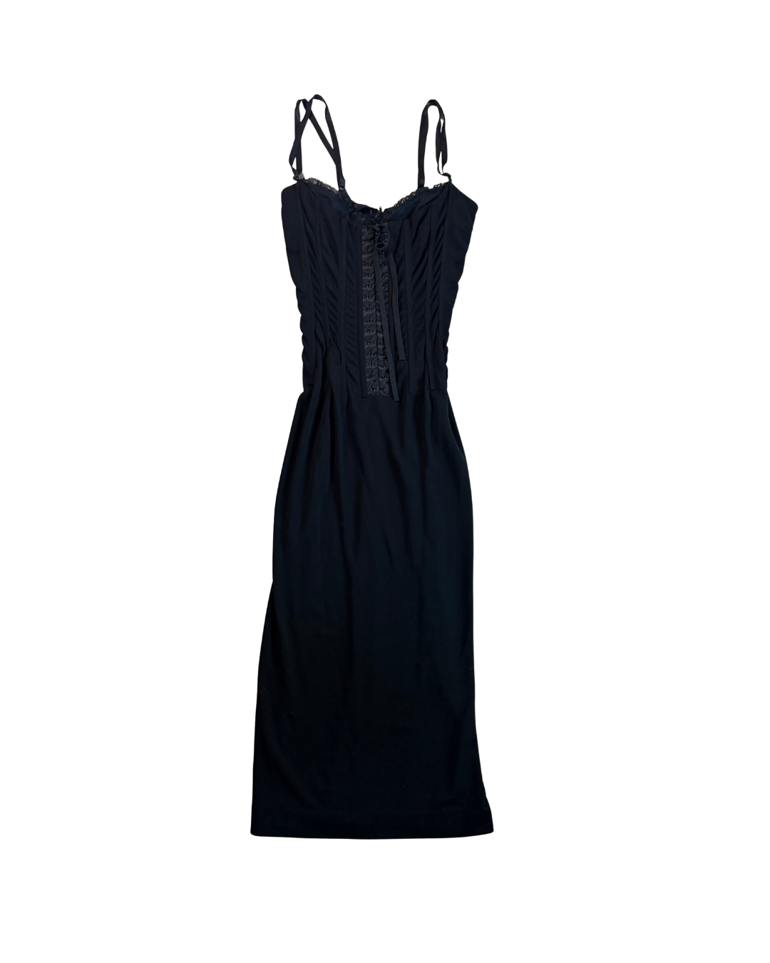 Dolce & Gabbana Black Corset Midi Dress