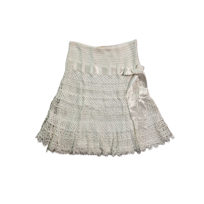 Valentino White Crochet Midi Skirt