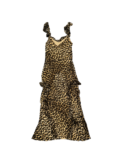 John Galliano Leopard Maxi Ruffle Dress
