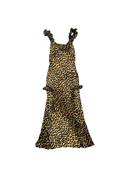 John Galliano Leopard Maxi Ruffle Dress