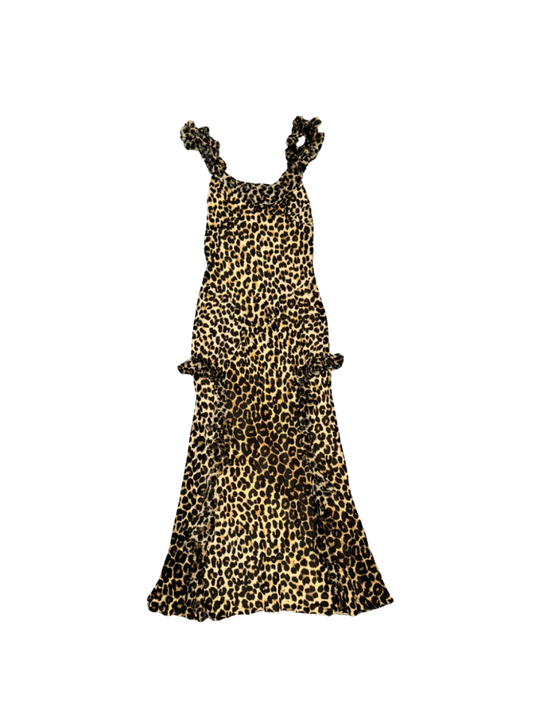 John Galliano Leopard Maxi Ruffle Dress