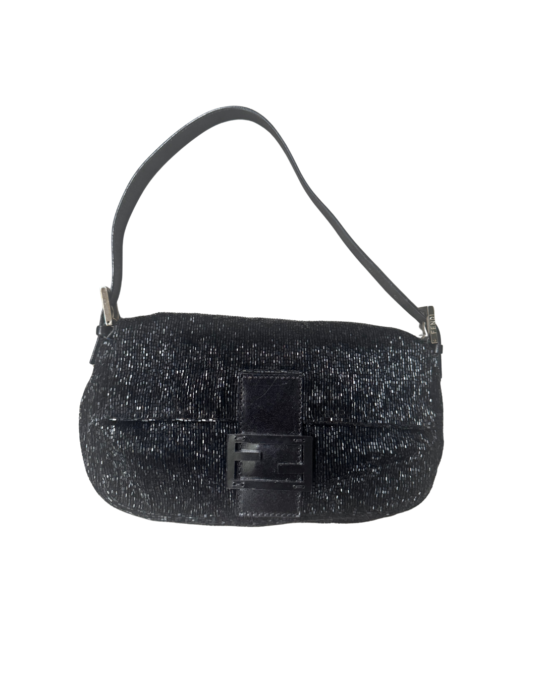 Fendi Black Beaded Baguette Bag