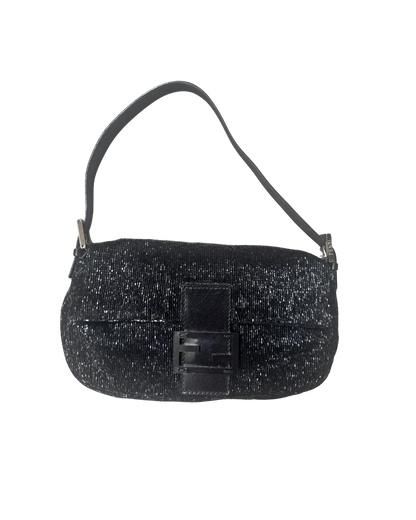 Fendi Black Beaded Baguette Bag