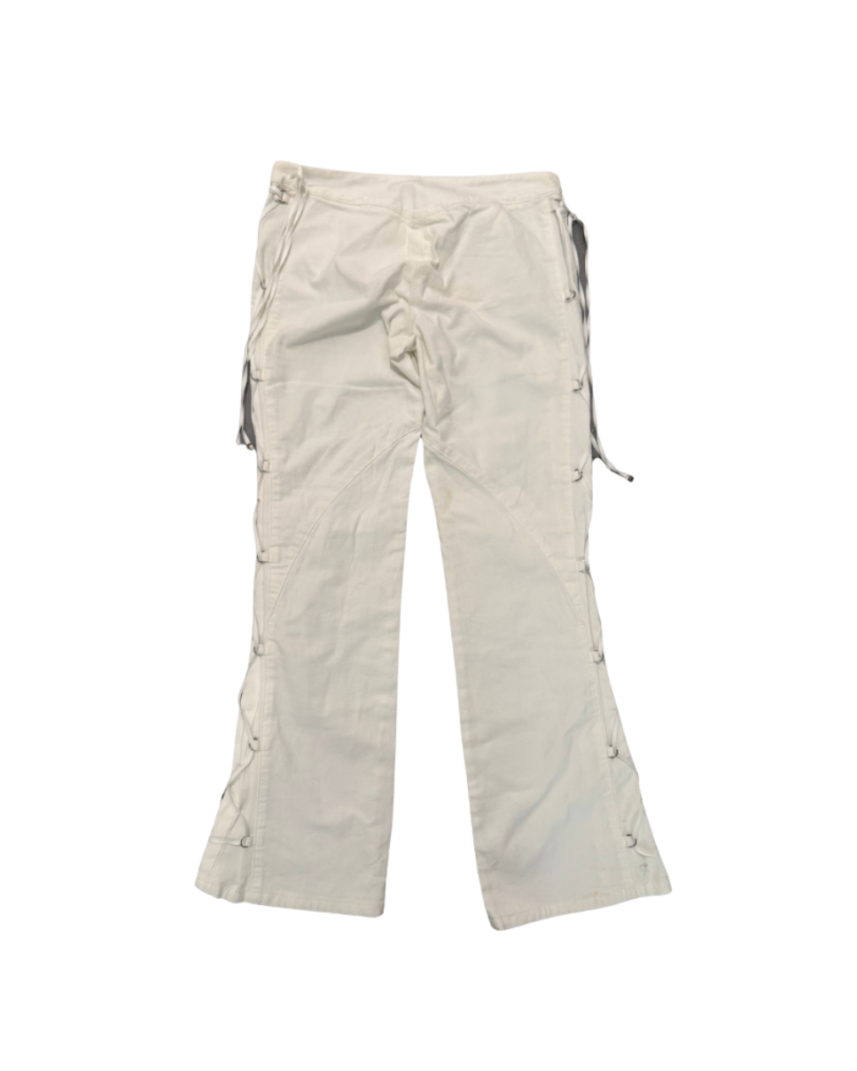 Versace White Lace Up Capri Jeans