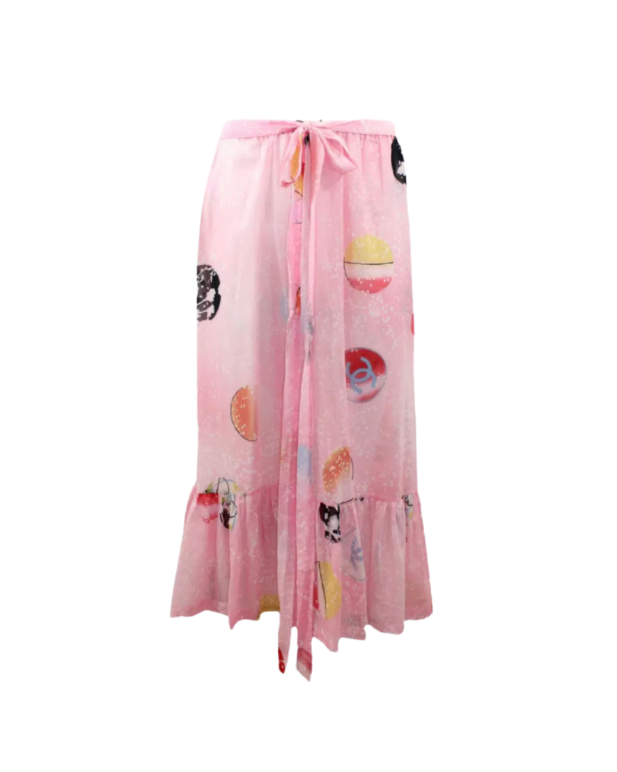 Chanel Pink Flowy Cotton Dress/Midi Skirt
