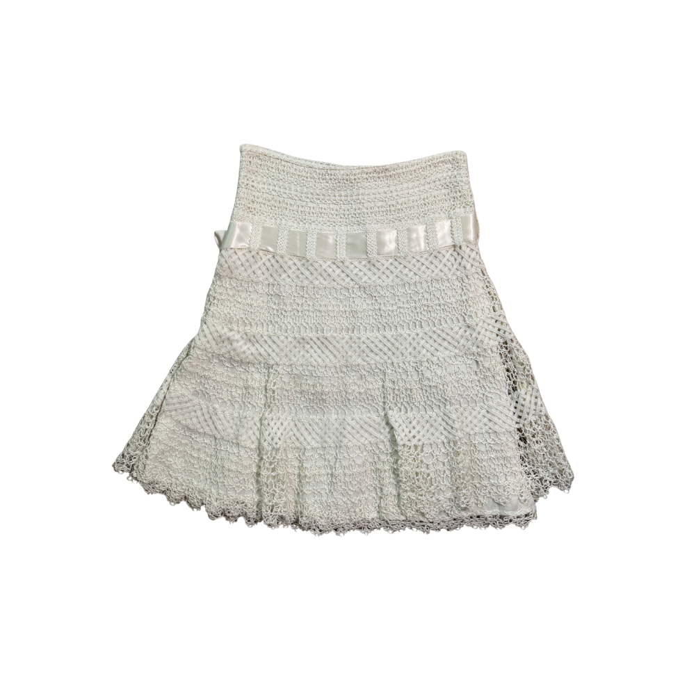 Valentino White Crochet Midi Skirt