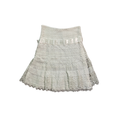 Valentino White Crochet Midi Skirt