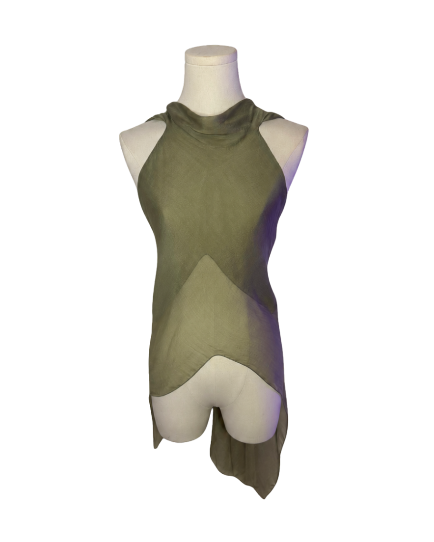 Rick Owens Green Asymmetrical Semi-Sheer Top