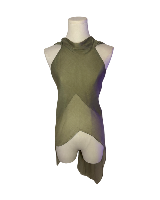 Rick Owens Green Asymmetrical Semi-Sheer Top