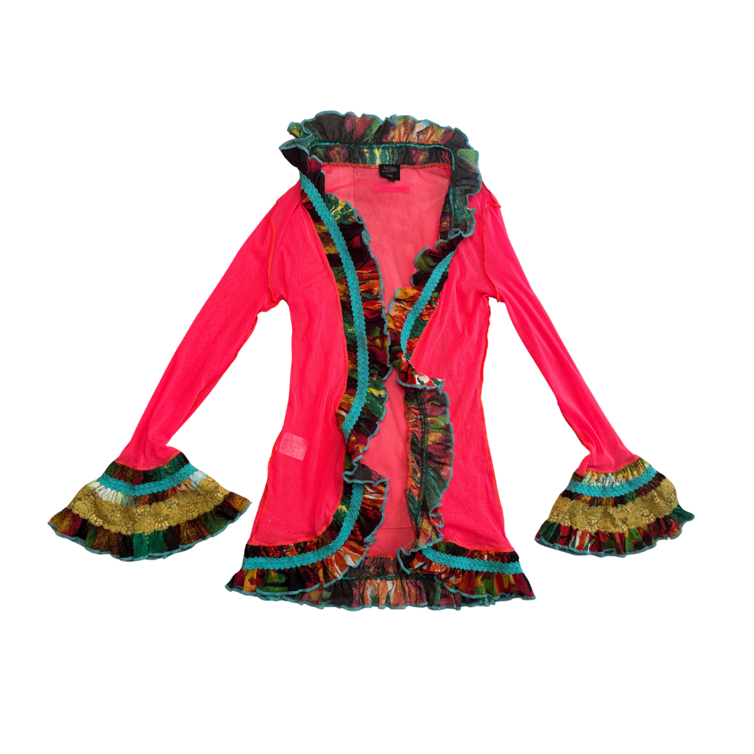 Jean Paul Gaultier Femme Pink Ruffle Cardigan