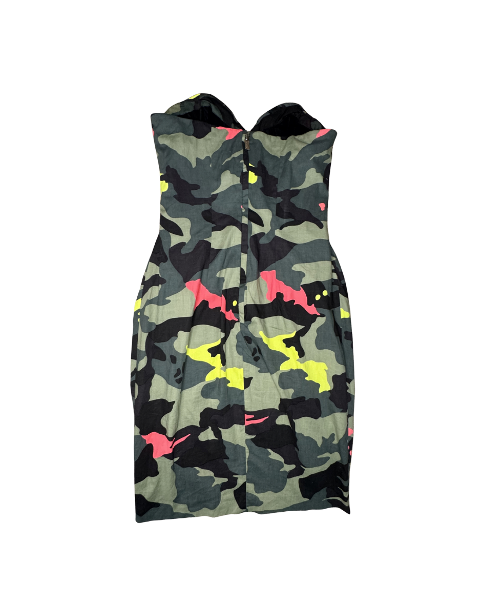 Blumarine Neon Camouflage Mini Corset Dress
