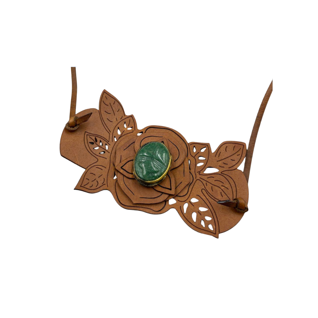 Valentino Garavani Leather & Jade Belt/Bracelet