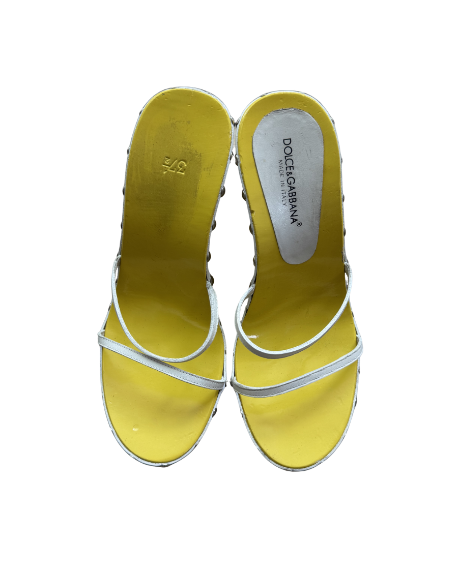 Dolce & Gabbana Studded Yellow/White Wedges