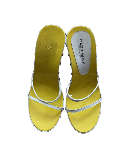 Dolce & Gabbana Studded Yellow/White Wedges