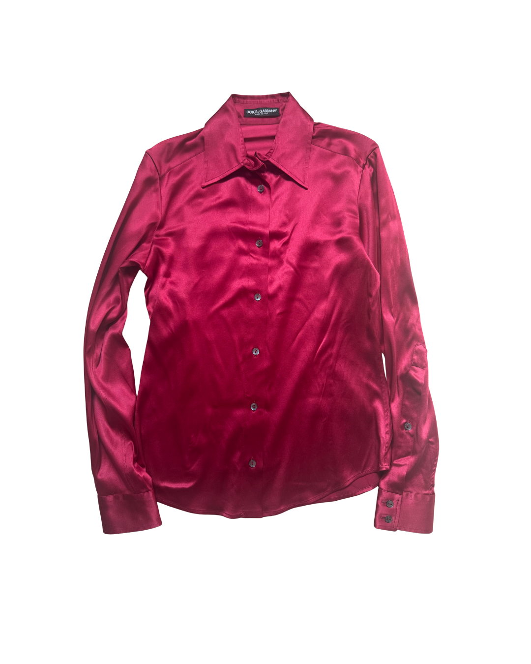 Dolce & Gabbana Red Silk Button-Up Top