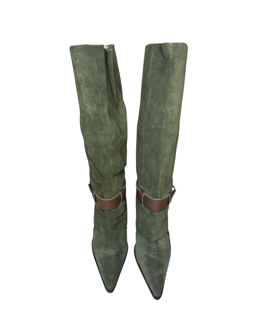 Dolce & Gabbana Green Suede Convertible Boots