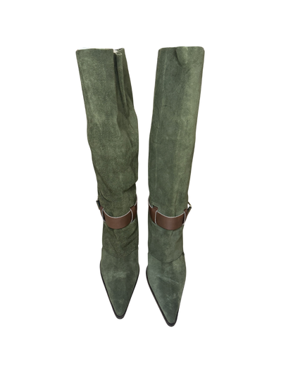 Dolce & Gabbana Green Suede Convertible Boots