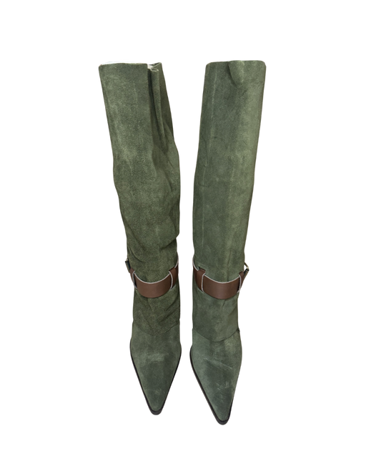 Dolce & Gabbana Green Suede Convertible Boots