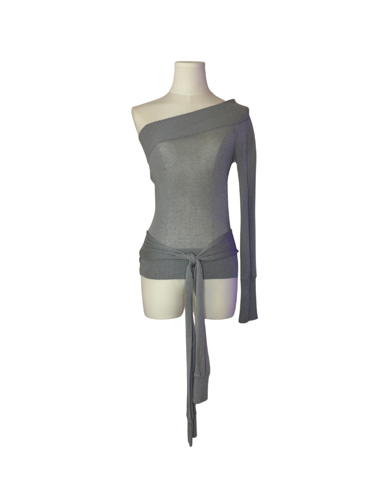 Dolce & Gabbana Grey One Shoulder Wrap Top