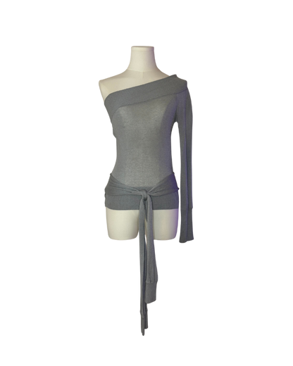 Dolce & Gabbana Grey One Shoulder Wrap Top