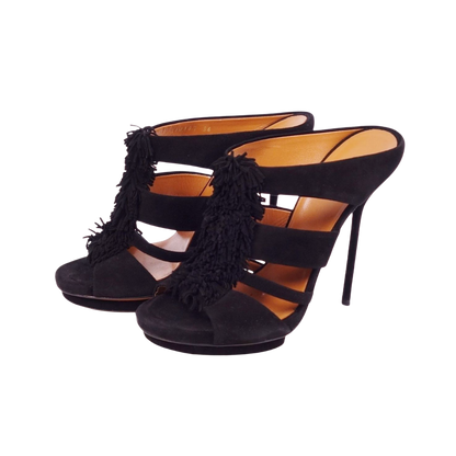 Gucci Suede Fringe Mule Heels