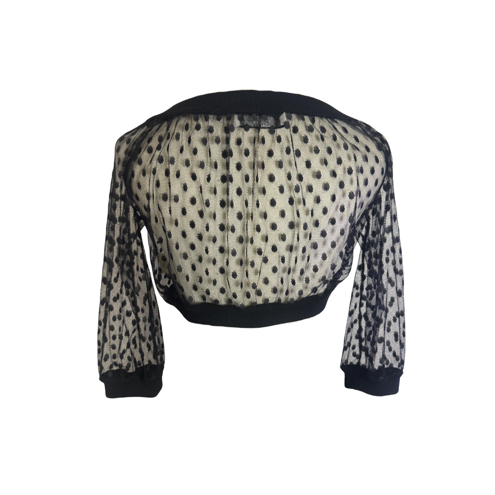 Blugirl by Blumarine Black Sheer Polka Dot Crop Top