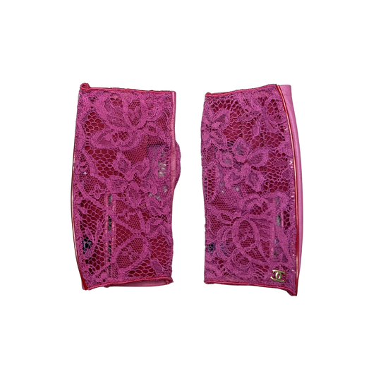 Chanel Pink Lace Fingerless Gloves