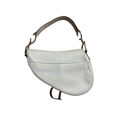 Christian Dior White Leather Saddle Bag