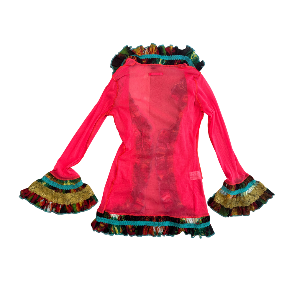 Jean Paul Gaultier Femme Pink Ruffle Cardigan