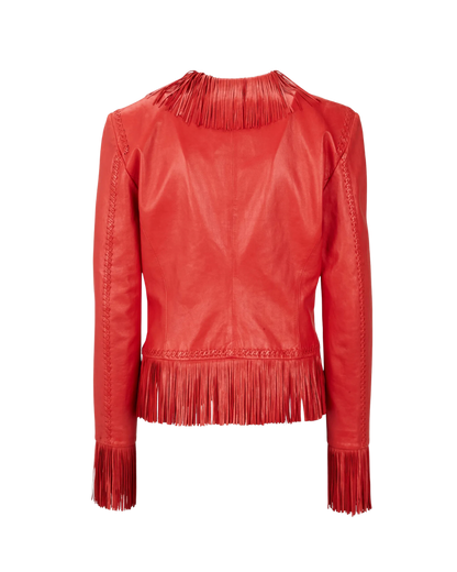 Gianni Versace Red Leather Fringe Jacket