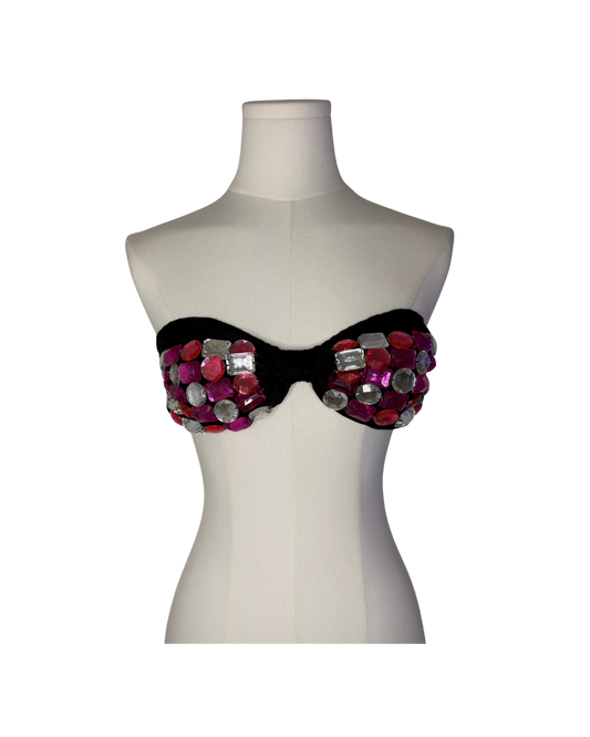 Handmade Rhinestone Strapless Bra Top