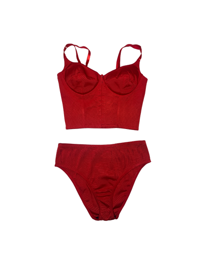 Dolce & Gabbana Red Corset Top w/ Matching Panty