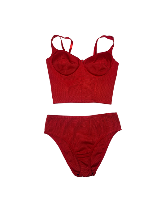 Dolce & Gabbana Red Corset Top w/ Matching Panty