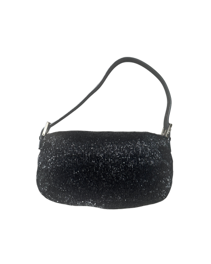 Fendi Black Beaded Baguette Bag