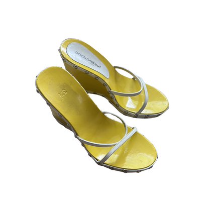 Dolce & Gabbana Studded Yellow/White Wedges