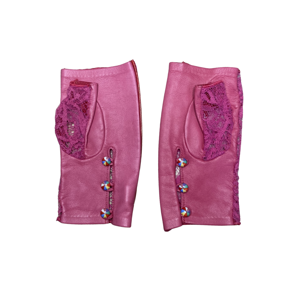 Chanel Pink Lace Fingerless Gloves