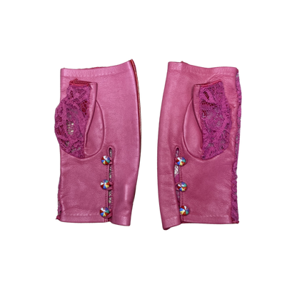 Chanel Pink Lace Fingerless Gloves