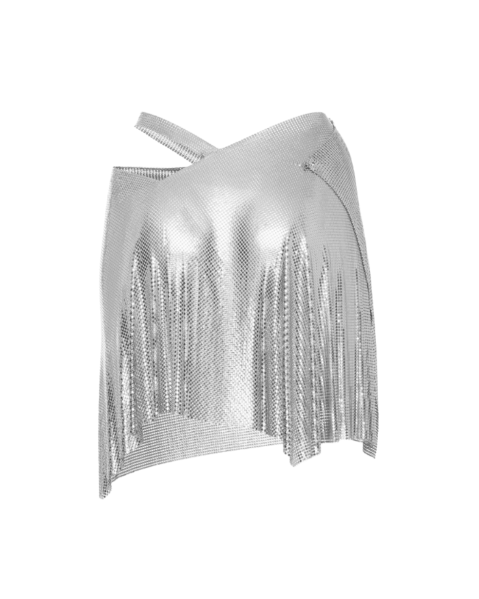 Fannie Schiavoni Iza Silver Chainmail Mini Skirt