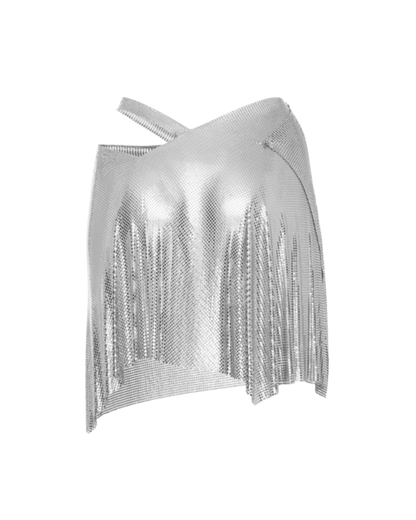 Fannie Schiavoni Iza Silver Chainmail Mini Skirt