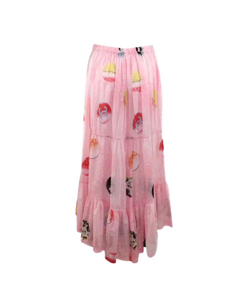 Chanel Pink Flowy Cotton Dress/Midi Skirt