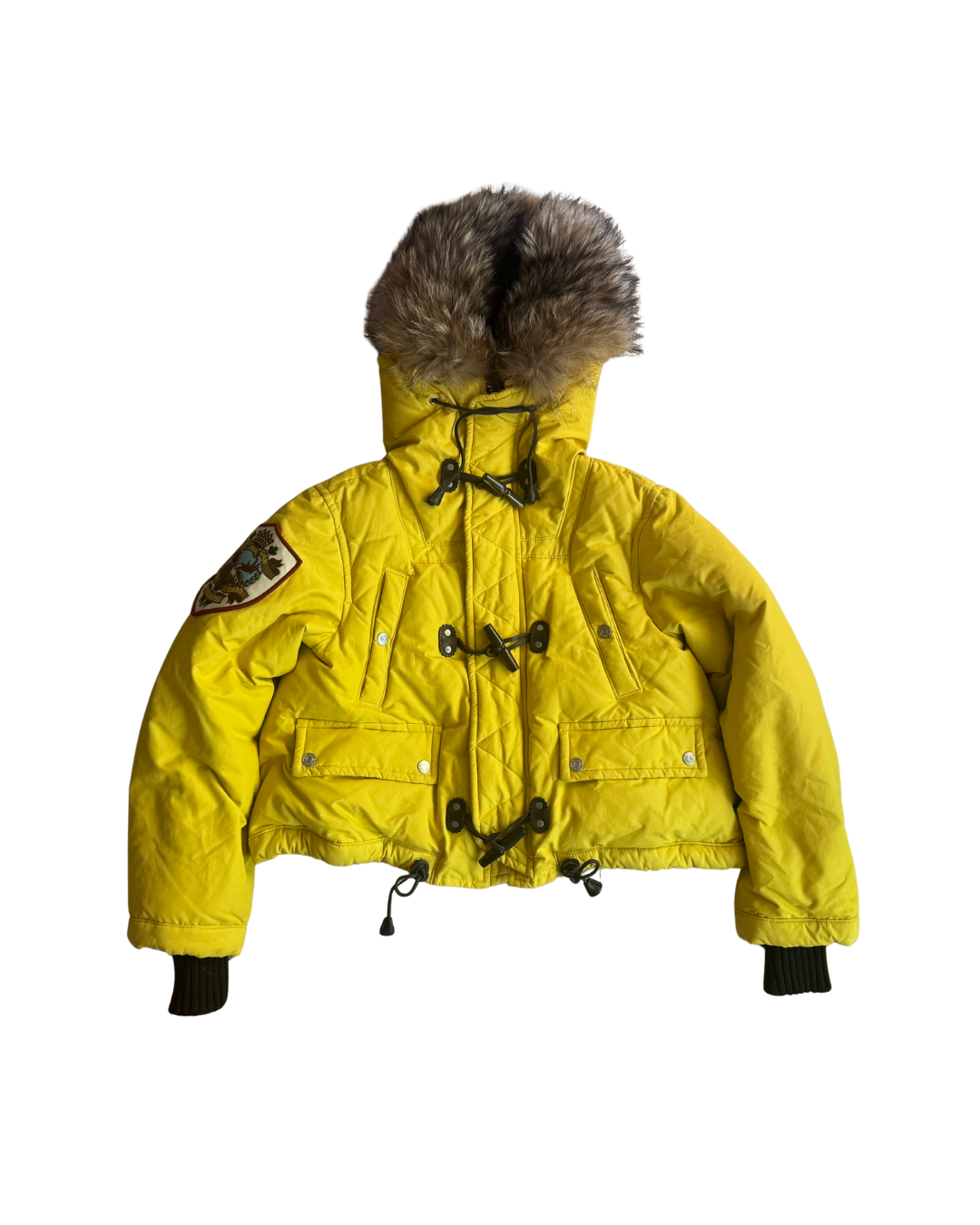Dsquared² Yellow Fur Down Jacket