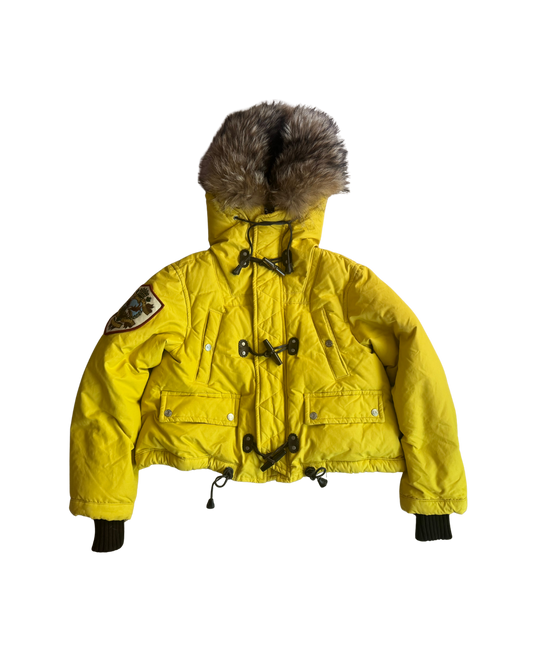 Dsquared² Yellow Fur Down Jacket